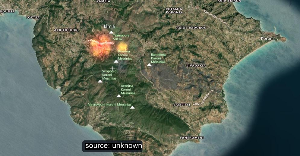 Map with Fire near Akritochoru - 23./34. July 2022
