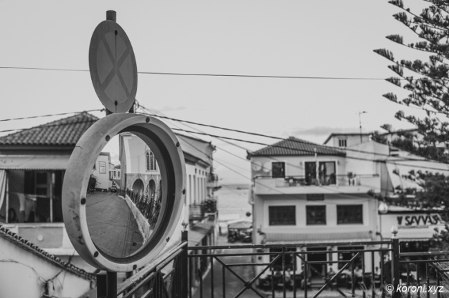 Traffic Mirror at the Center of Koroni